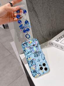 Disney Has Authorized, Phone Case - Chain Set, The Stitch Lilo & Stitch 3D Phone Case Plus A Silicone 3D Stitch Bracelet With Metallic Ring Removable Bracelet, Stitch And Angel Pattern, Compatible With Iphone17/16/15/14/13/12/11/XS/XR/X Plus Pro Max, A Stylish Cartoon Phone Case, The Perfect Gift Choice, Phone Protection, Durable Phone Cover, Great Gift For Friends And Family. - 白色 - 查看 3