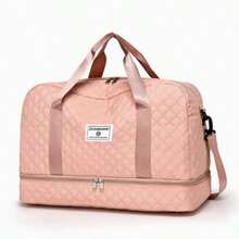 Quilted Large Capacity Travel Duffel Bag - Crossbody Weekend Getaway Bag With Separate Shoe Compartment - View 2