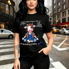 Camiseta de mujer con estampado floral vibrante y motivos de calaveras coloridas estilo Día de Muertos - camiseta casual de cuello redondo, ajuste cómodo y elegante, ideal para celebrar el Día de los Muertos, fiestas temáticas y reuniones familiares - Negro - Ver 10
