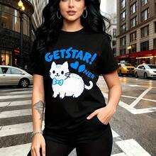 Camiseta de mujer con estampado de chica estilo gótico con máscara de calavera y tatuajes - camiseta casual de cuello redondo, ajuste cómodo y elegante, estilo urbano y alternativo - ideal para fiestas, salidas casuales y regalo perfecto para mamá, e - Negro - Ver 11