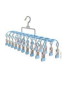 1pc Multi‑Clip Baby Clothes Hanger, Kids Socks Bibs Hat Drying Rack, Portable Multi‑Functional Laundry Peg Holder For Infant Clothing Storage - Multicolor - View 10