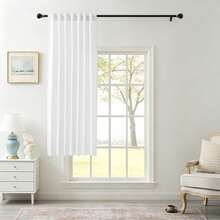 1 pieza/2 piezas Cortinas filtradoras de luz/Cortinas con bolsillo para barra/Cortinas con pinzas, filtrado de luz equilibrado, disponible en múltiples tamaños y colores, textura similar al lino adecuada para sala de estar, dormitorio, cocina, estilo granja, decoración de alquiler, cortinas blancas - Blanco - Ver 19
