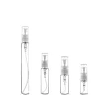 12/50 piezas de botellas de vidrio portátiles para rellenar perfume, para damas, con boquilla de spray y bomba de perfume, botella de perfume de tamaño de viaje - transparente - Ver 5