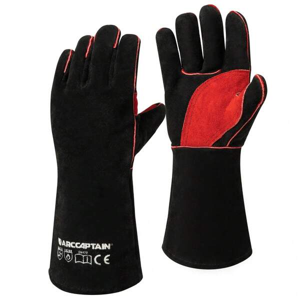Guantes de trabajo de piel de vaca de alta resistencia, manga larga térmica de 16 pulgadas resistente al calor/fuego, para uso en soldadura MIG, TIG y forja, guantes de alta resistencia