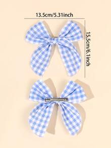 2 piezas Accesorios para el cabello a cuadros azul y blanco para niñas, lindos y dulces clips para el cabello diario, elegantes clips para el cabello con lazo para vacaciones/Hawái/fiesta en la playa, accesorios para el cabello para volver a la escuela, exquisitos accesorios para el cabello a cuadros para adolescentes - Azul - Ver 4