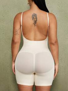 1 buah Bodysuit Pembentuk Tubuh Mikro Seksi Tanpa Punggung untuk Wanita Ukuran Plus, Musim Panas - Aprikot - View 9