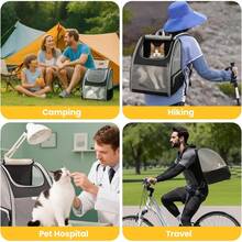 Cat Backpack Carrier For Small Dogs And Cats Fit Up To 15 Lbs,Small Dog Backpack, Foldable With 3-Side Mesh Windows, Pet Carrier - Grey - View 9