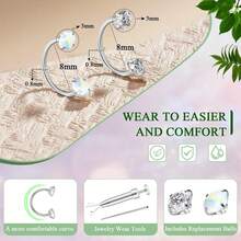 White Opal Horseshoe Nose Ring Tool Set-Septum Rings Piercing Stainless Steel Hypoallergenic Cartilage Daith Tragus Piercing Jewelry For Women Men - White Australian Horseshoe Ring Set - View 2