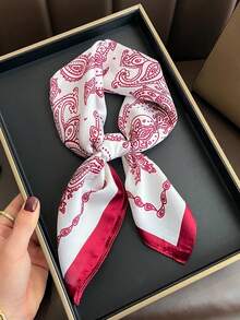 1pc Women's Bohemian Style Colorful Paisley Print Satin Scarf, Elegant Casual Headscarf/Shawl For Daily Life And Sun Protection,Accessories,Beach Towel - Multicolor - View 8
