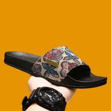 2026 Spring New Casual Slip-On Slippers For Men, Fashionable Striped Open Toe Beach Sandals, Lightweight Non-Slip EVA Soft Bottom Indoor Outdoor Bathroom Slippers (Random Pattern Decor) - Off-white - View 7