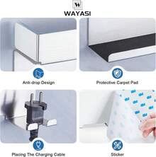 Euuztu Blow Dryer Holder Wall Mounted Hair Straightener Holder, Blow Dryer And Curling Iron Holder In 1 Styler Attachments, Hair Dryer Holder, Bathroom Hair Tools Organizer - trắng - Xem 8