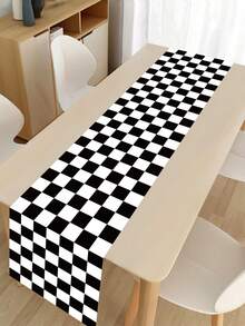 1pc Racing Theme Table Runner, Black And White Racing Pattern Tablecloth, Baby Shower Tablecloth, Racing Theme Birthday Party Decoration, Gender Reveal Party Table Decor, Racing Theme Party Supplies, Racing Game Table Decor, Baby Full Moon Party Decoration, Newborn Welcome Party Tablecloth, Racing Room Decor, Home Decor, Outdoor Decor Disposable Tablecloth, 1st Birthday Gift - Racing Car Black and White Checkered - View 11