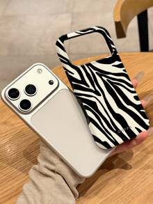 1 Stylish Phone Case, Does Not Include Lanyard Or Stand. Phone Case With Black And White Zebra Print, , Eye-Catching Black And White Stripes, Spring Style. - Hitam dan Putih - View 1