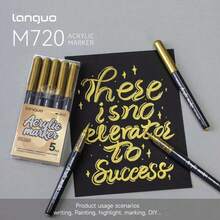 Languo 5pcs Highlighter Pen Set In White, Black, Silver, Gold, High-Quality Professional Super Black Ink Pens 4/6/9/12/21pcs Metal Clip Smooth Writing Fine Tip Markers, Watercolor Pens, Drawing Pens For Master Artists - Sets - View 5