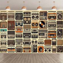 Vintage Audio Party Backdrop, Retro Speaker And Cassette Tape Wall Decor, Multi-Functional Indoor/Outdoor Photography Background, Suitable For Home, Wedding, Birthday, Music Room Art, Event Background - 5 - View 3