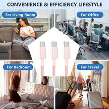 JOZASHON 10ft For IPhone 17/16 Charger, 1-4Pack 20W+18W Fast USB C Charger Block, 10 Feet (Approximately 3 Meters) Suitable For IPhone 17/16/15 Chargers. Long-Length Woven C To C Cable. Supports Fast Charging For IPhone Air 17/16 Pro Max/15 Pro/16 Plus/16e/15-Pink - US A Type Plug(110-127V) - View 3