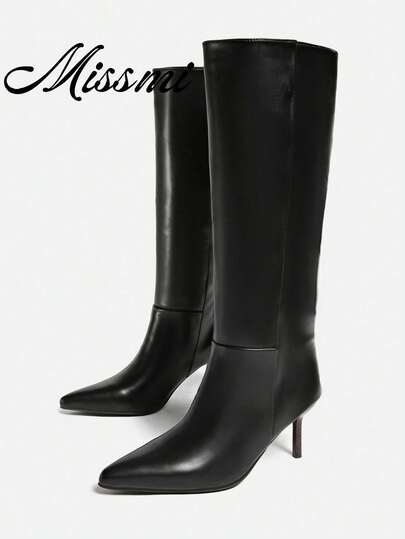 Fall/Winter Pointed Toe Fashionable Versatile Suede Leather Thigh-High Boots,Kitten Heels,Stiletto Heels