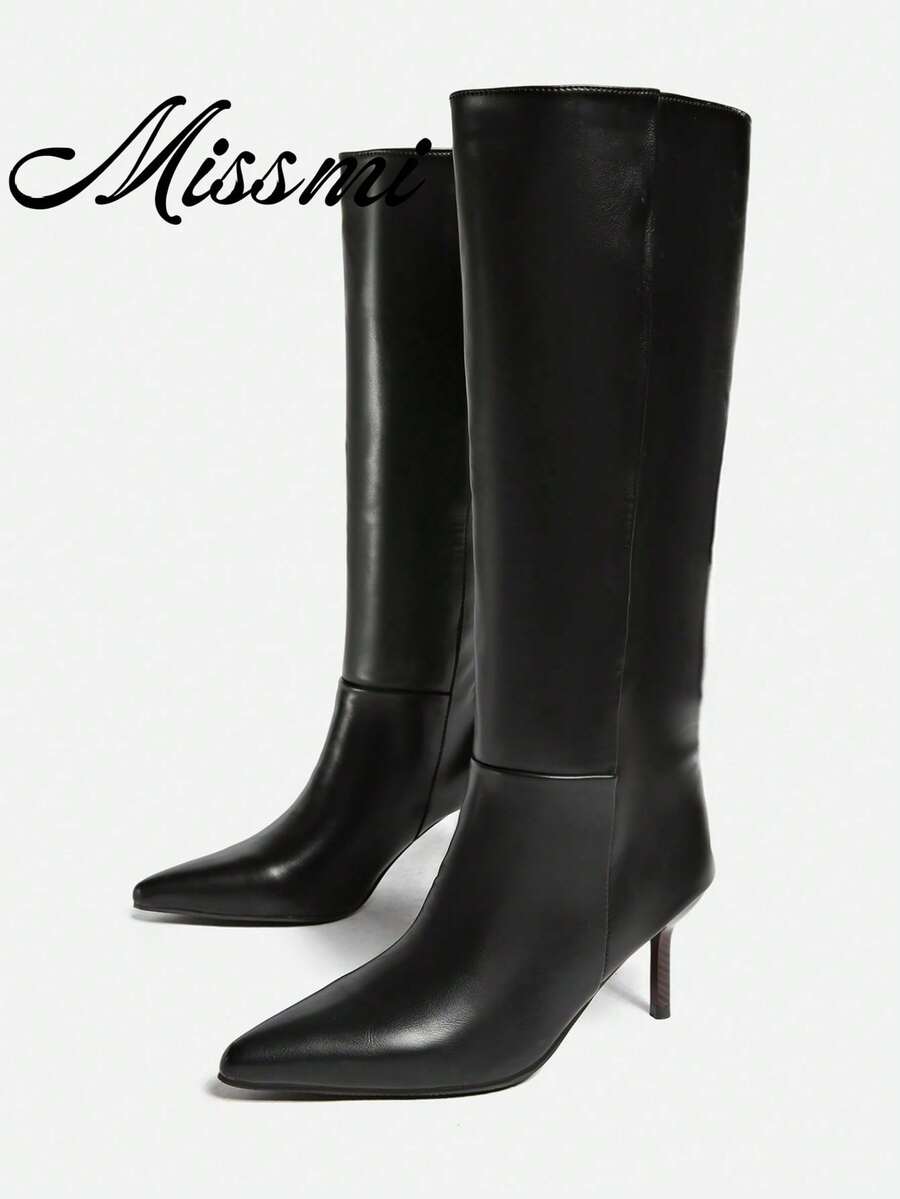 Fall/Winter Pointed Toe Fashionable Versatile Suede Leather Thigh-High Boots,Kitten Heels,Stiletto Heels