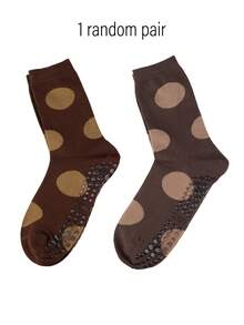 1 Pair Polka Dot Color-Block Pilates Socks, Unisex, Breathable, Non-Skid Grip, Cute For Yoga/Barre/Workouts, Slip-Resistant & Comfortable. - Multicolor - View 17