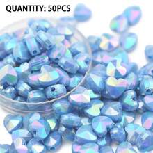 50 Peças Contas Acrílicas em Formato de Coração Multicoloridas de 8mm - Contas de Joias em Cores Arco-Íris, Adequadas para Pulseiras DIY, Colares, Brincos - Materiais Únicos de Artesanato com Contas Decorativas - Faça você mesmo contas de coração de cor sólida - Visão 10