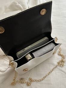 Fashionable Woven Handbag (Random Stitching Color, Interior Compartment) - White - View 7