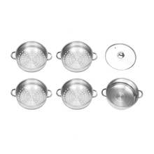 Stainless Steel Steamer Pot Multi Layer Food Steamer Cooker Vegetable Dumpling Seafood Steamer 24cm/9.44inch Stainless Steel Glass For Kitchen Family Cooking - 查看 4