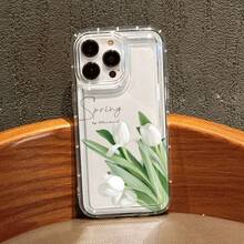 1 pièce Étui de téléphone antichoc à couverture intégrale en TPU avec imprimé de tulipe blanche printanière personnalisé, compatible avec Apple 17, 16, 15, 14, 13, 12, 11 Pro Max, Séries - Multicolore - Voir 4