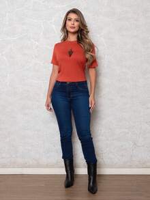 Dellamarca Women's Short-Sleeve Blouse. Includes A Free Necklace. Comfortable Fabric. - Cà rốt - Xem 6