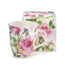 Burton and Burton 9726810 Porcelain Mug Roses, Pink - Blanco verde rosa. - Ver 5