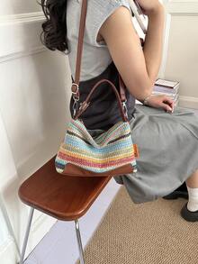 Handmade Woven Bag, New Versatile Commuter Shoulder Crossbody Handbag For Women - Multicolor - View 4