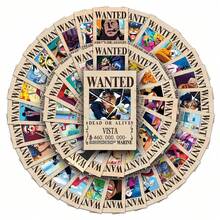 50pcs MINISO One Piece Wanted Poster Stickers, High Gloss Cartoon Decorative, Y2K Anime Aesthetic Stickers, Suitable For Notebooks, Journals, Backpacks, Laptops, Suitcases, Etc., Colorful Pirate Crew Art Patterns - Orange - View 3