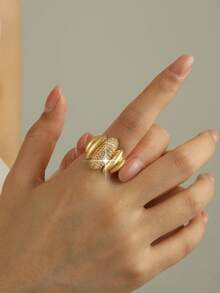 jealous young 5 pezzi Set di gioielli di lusso a forma di oliva con micro-intarsi di zirconia cubica scintillante, inclusi collana, orecchini, anello e bracciale, adatto per le donne per partecipare a banchetti, uso quotidiano, appuntamenti, vacanze, matrimoni e altre occasioni - Dorato - Visualizzare 7