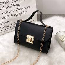 Bolso de cuero genuino para mujer, elegante bolso de mano y de hombro para oficina, citas y fiestas. Bolsos de mano para damas, bolso bandolera de cadena para mujer 2026, bolso cuadrado pequeño, sencillo y elegante. - Albaricoque - Ver 9