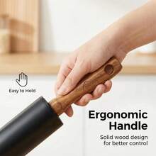 Stainless Steel Rolling Pin By , With Wooden Comfortable Handle, Non Stick Rolling Pin For Baking Pastries, Bread, And Pizza. - 1 - View 6