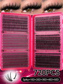 720/684/648/200pcs Multi-Style D-Curl Eyelash Cluster Set, 8-16mm Large Capacity Individual Lashes. Easy For DIY Daily Makeup Use At Home. Suitable For Date, Travel, Photography, Wedding, Holiday And Cosplay Makeup Gorgeous False Eyelashes - Multicolor - View 17