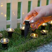 10/20pcs Solar Powered Garden Pathway Lights, 8 Lighting Modes Ground Stake Lawn Path Lights, Outdoor Use Flat Street Lights Suitable For Paths, Camping Trails, Landscape Driveways, Summer Christmas Decoration, Warm White/White/Colorful - Black - View 3