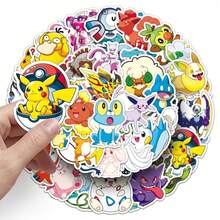50PCS MINISO Pokémon Sticker Set, Colorful Cartoon Design, High-Quality Material, DIY Planner, Scrapbook, Notebook And Phone Decoration,Creative Arts & Crafts Accessories - White - View 4