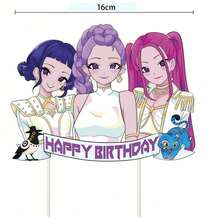 1個 K-POP D-Emon H-Unters 生日蛋糕插牌，偶像主題蛋糕裝飾，生日蛋糕互動道具，粉絲聚會與主題活動適用 - 彩色 - 查看 7