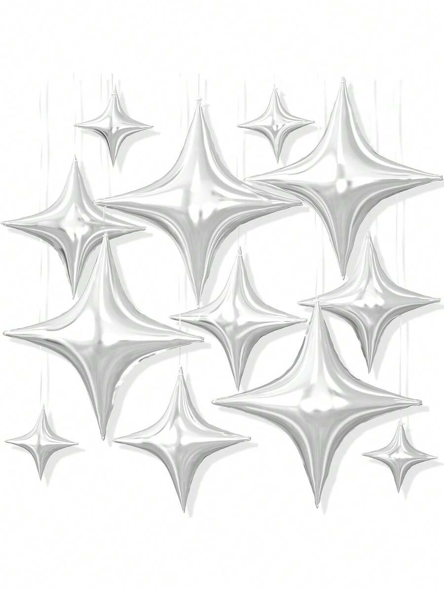 4-Pointed Silver Star Foil Balloons, 26 Inch & 10 Inch, Suitable For Wedding, Baby Shower, Birthday, New Year Party Decoration - Balloon - View 1