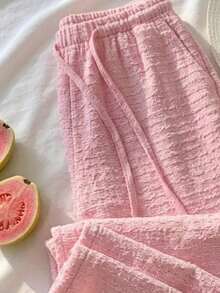 Quần ống rộng cạp cao dây rút dáng rộng nữ phong cách thường ngày, phong cách du lịch thanh lịch, phù hợp cho đi biển, văn phòng, hằng ngày, hẹn hò, tiệc tùng, thiết kế đa năng. Trang phục nữ thường ngày mùa hè, trang phục du lịch. Quà tặng lý tưởng cho bạn bè và gia đình. - Hồng - Xem 4