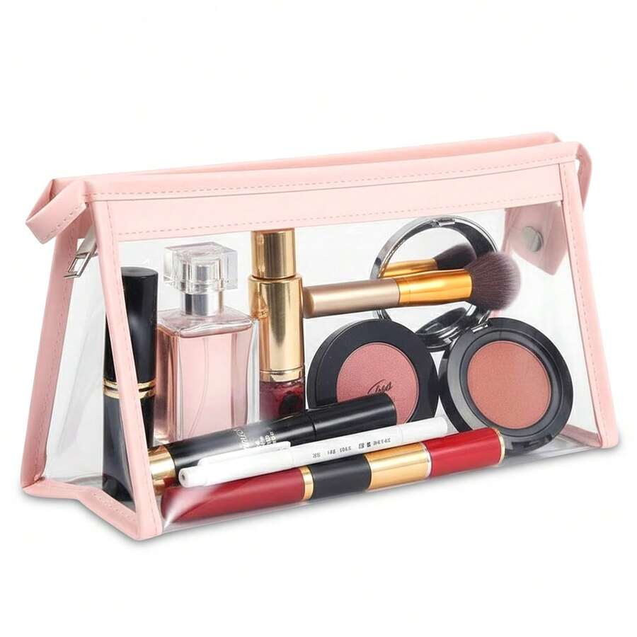 Small Transparent Makeup Pouch Clear Cosmetic Travel Bag Waterproof Toiletry Accessories Organizer Multipurpose Stationery Pencil Case For School Travel Daily Use - View 1