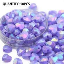 50 Peças Contas Acrílicas em Formato de Coração Multicoloridas de 8mm - Contas de Joias em Cores Arco-Íris, Adequadas para Pulseiras DIY, Colares, Brincos - Materiais Únicos de Artesanato com Contas Decorativas - Faça você mesmo contas de coração de cor sólida - Visão 11