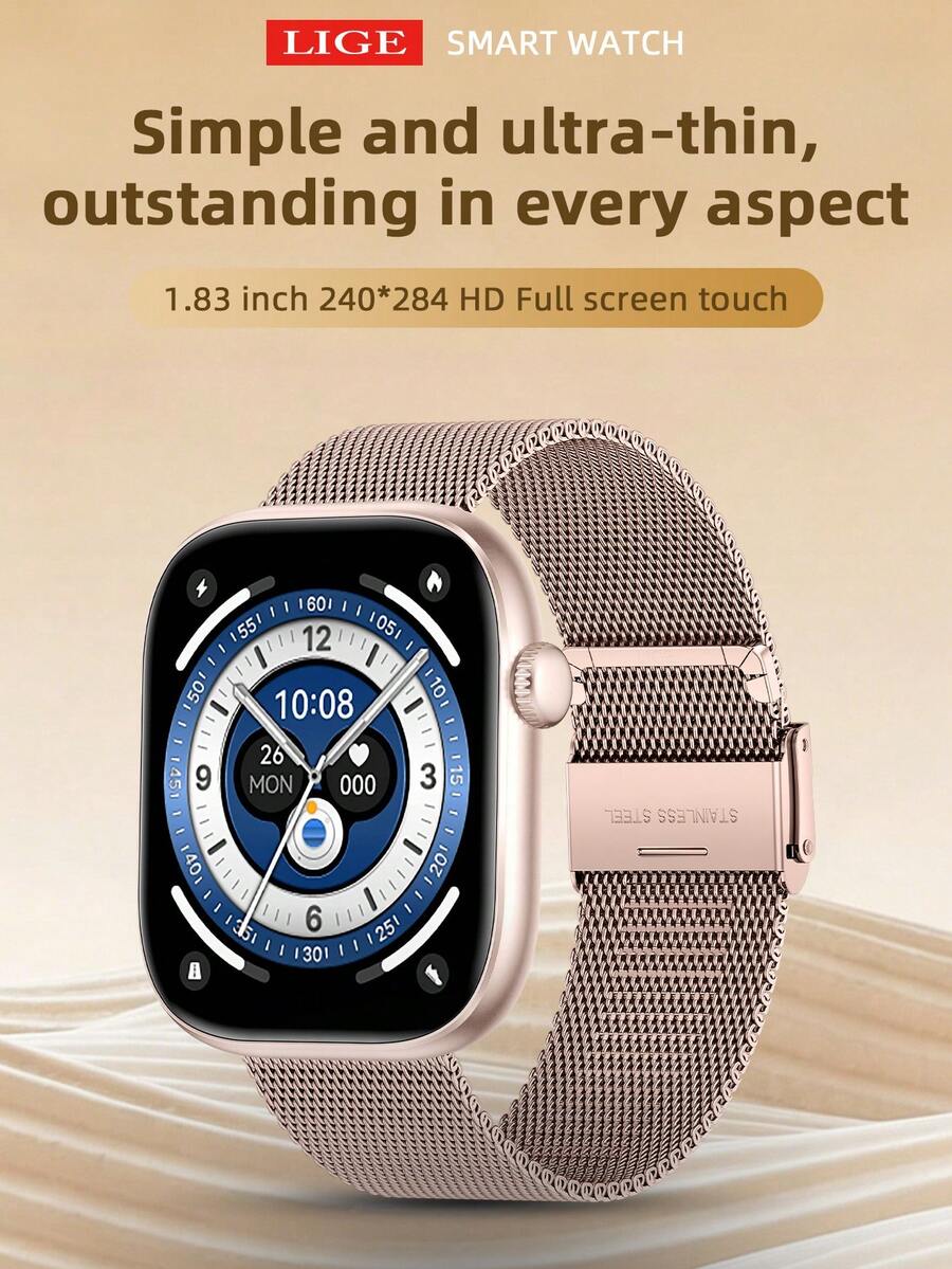 Smartwatch LIGE: Un smartwatch multifuncional para hombres y mujeres con múltiples modos de entrenamiento, pronóstico del tiempo, resistencia al agua, reproducción de música, notificaciones de llamadas y mensajes, asistente de voz y seguimiento de actividad - Ver 1
