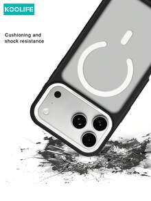 Koolife 1 pieza Funda de teléfono magnética con contraste fluorescente blanco y negro, carcasa protectora antideslizante de PC+TPU, panel trasero transparente mate, compatible con MagSafe, funda de teléfono a prueba de golpes compatible con Apple 17/17pro/17promax - Blanco - Ver 8