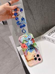 Disney Has Authorized, Phone Case - Chain Set, The Stitch Lilo & Stitch 3D Phone Case Plus A Silicone 3D Stitch Bracelet With Metallic Ring Removable Bracelet, Stitch And Angel Pattern, Compatible With Iphone17/16/15/14/13/12/11/XS/XR/X Plus Pro Max, A Stylish Cartoon Phone Case, The Perfect Gift Choice, Phone Protection, Durable Phone Cover, Great Gift For Friends And Family. - trắng - Xem 3