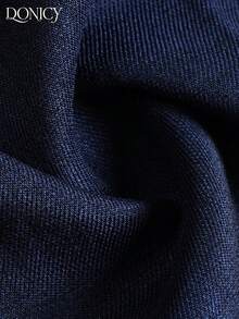 DONICY Navy Blue V-Neck Sleeveless Pleated Mini Dress For Women, With Button Closure Fitted Office Workwear - Royal Blue - View 4