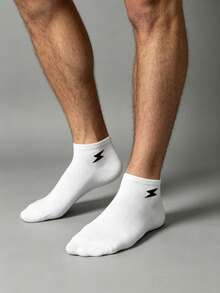 5/15 Pairs Unisex Black, White, Gray Solid Color Geometric Pattern Jacquard Casual Ankle Socks, Suitable For Commuting And Sports, All Seasons - Multicolor - View 8