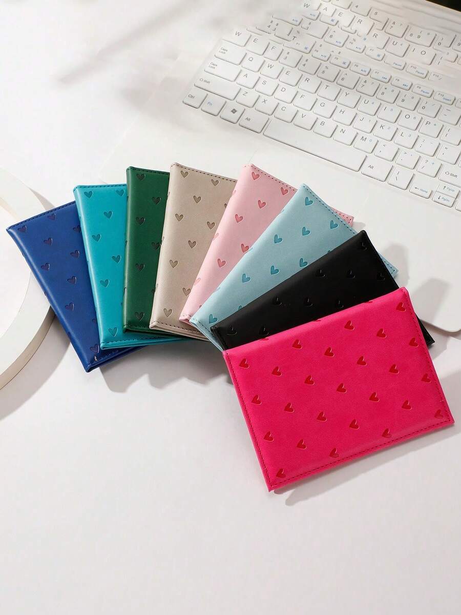 1pc Heart-Shaped Passport Cover, Passport Protector, Portable Travel Card Holder - Multicolor - View 1