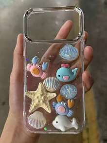 3D Cute Shell & Starfish Glitter Phone Case Compatible With IPhone 18 7Pro Max 16 Pro Max 16 15 13 14 /15Plus 12 11 TPU Back Cover - Multicolor - View 11