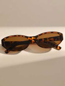 1 par de gafas de moda con estampado de leopardo ovalado, gafas accesorio de playa para mujer, adecuadas para actividades al aire libre, viajes, accesorios de verano, estilo deportivo, conducción, vacaciones, playa, festivales de música electrónica, senderismo, vacaciones, salidas familiares - estampado de leopardo - Ver 6